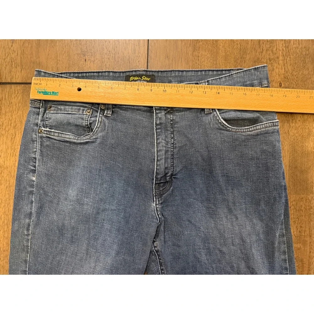 Urban Star Mens Dark Wash Straight Leg Stretch Denim Jeans 38x32 02513692CU Blue